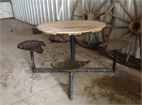 Hand made table with tractor seats