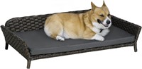 PawHut Elevated Rattan Dog Bed with Steel Frame  H