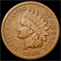 1864 L on Ribbon Indian Head Cent LIGHTLY
