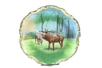 Unmarked Porcelain Game Plate Depicting Two Elks