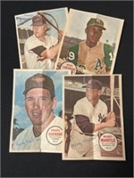 (4) 1967 Topps Posters- Mickey Mantle, etc.