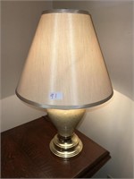 CREME AND BRASS LAMP WITH SHADE