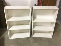 2 small white bookcases