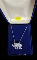 Sterling Silver Lucky Elephant Crystal Necklace