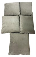 Five Gray Suede Throw Pillows