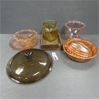 Pink Depression Glass - Copper Baking Molds