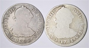 TWO (2) SILVER SPANISH 2 REALES - 1781 and 1782