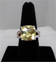 Yellow Princess Cut Stone Ring