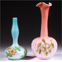 VICTORIAN AIR-TRAP MOTHER-OF-PEARL BUD VASES, LOT
