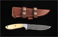 CFK Damascus Exotic Camel Bone Knife & Scabbard