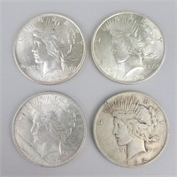 4 1922 90% Silver Peace Dollars.