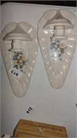 2 ceramic candle wall sconces