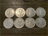 (8) Walking Liberty 1/2 Dollar