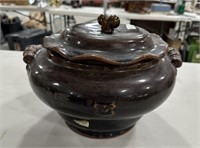 Glazed Pottery Lidded Vase