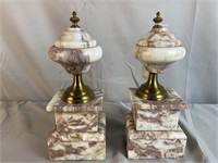 2 Marble and Brass Bookends