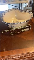 Spongeware pottery popcorn bowl