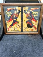 Vintage SUPERMAN Caramel Corn Boxes Framed Sign