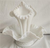 Gorgeous Fenton Hobnail Milk Glass Epergne