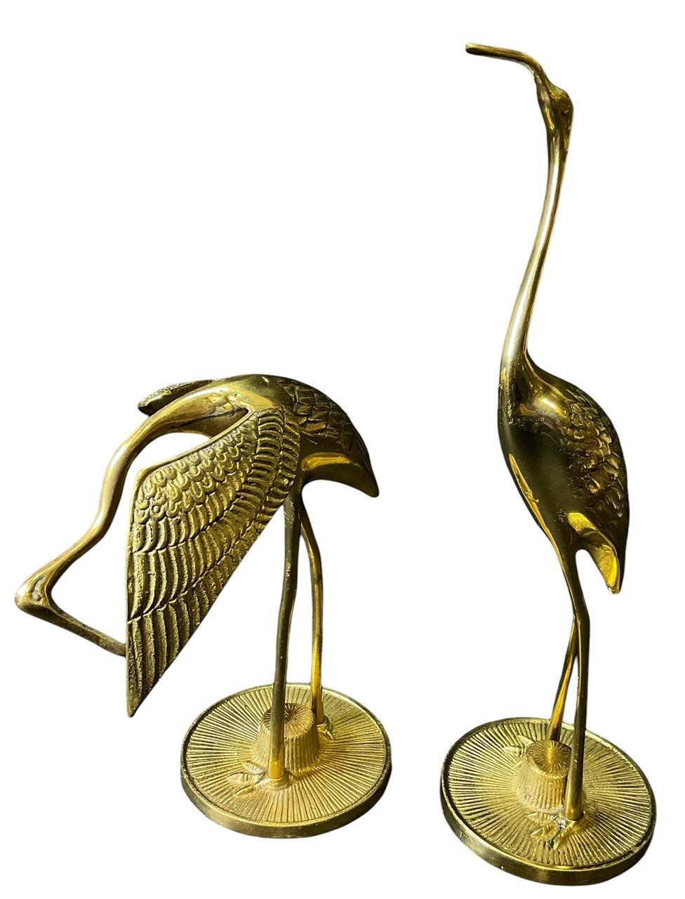 Pair of Brass Crane Figures