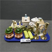 Various Salt & Pepper Shakers & Baldwin Brass