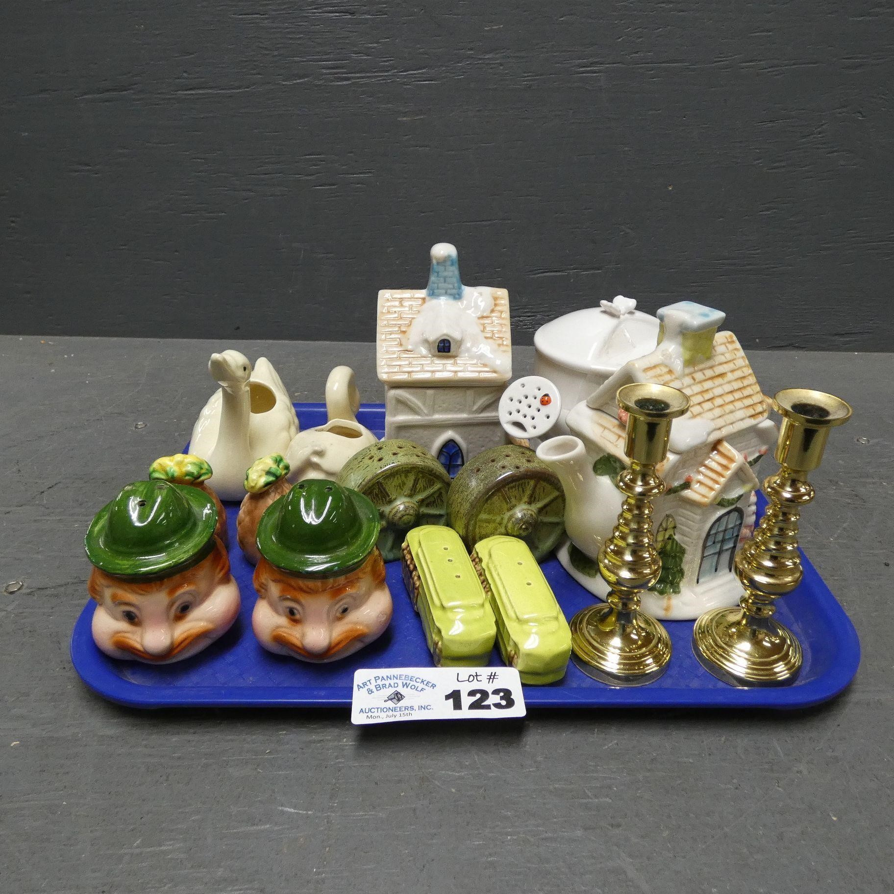 Various Salt & Pepper Shakers & Baldwin Brass