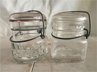 2 vintage atlas glass jars