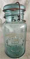 Vintage blue glass McDonald jar