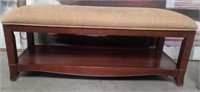 11 - WOOD BENCH W/ UPHOLSTERED SEAT 50"L