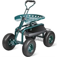(P) VEVOR Garden Cart Rolling Workseat with Wheels