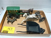 FLAT OF CAST IRON WAGONS AND HORSES, CAST IRON