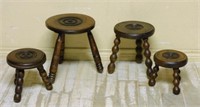 Bulls Eye Oak Turned Leg Stools.