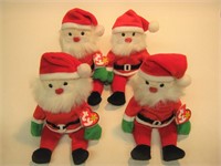 (4) Santa 1998 Ty Beanie Babies PE