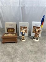 Hummel figurines and music box, set of 3. With