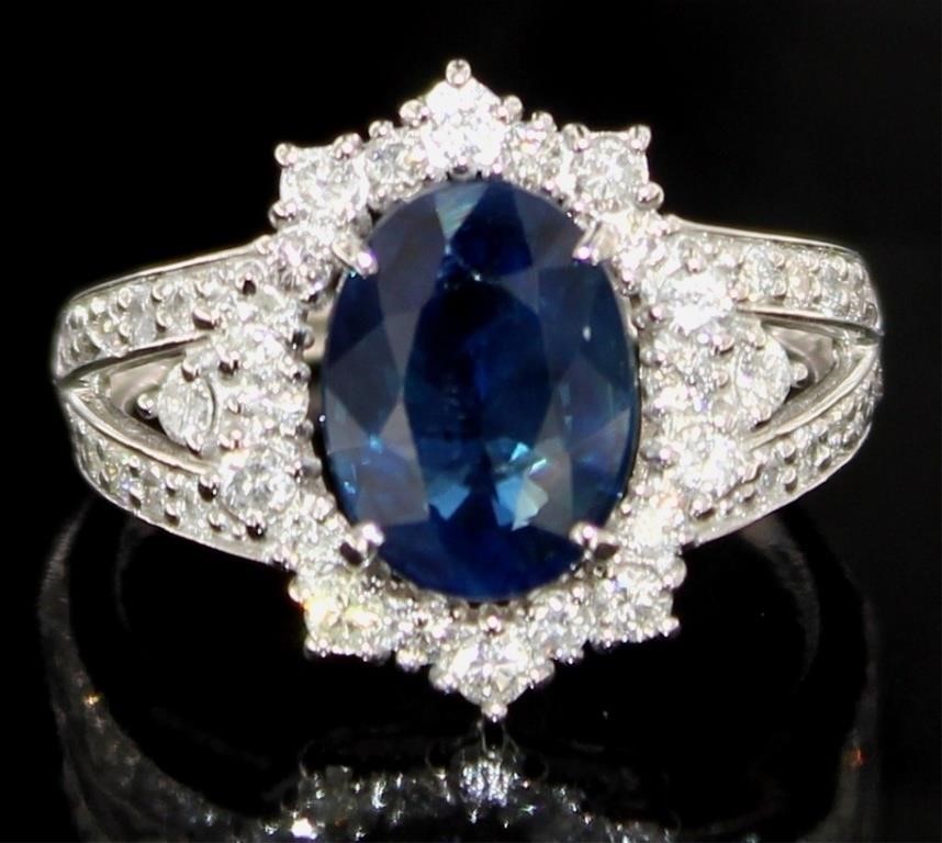 Platinum 3.67 ct GIA Sapphire & Diamond Ring