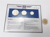 3 pièces en argent commémoratives US 1959