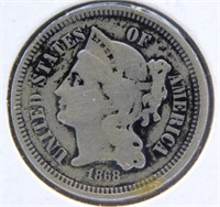 1868 3 Cent Nickel, Fine.