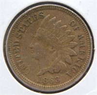 1863 Copper Nickel Indian Cent, XF+.