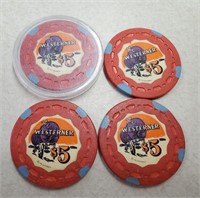 4 The Westerner $5 Casino Chips