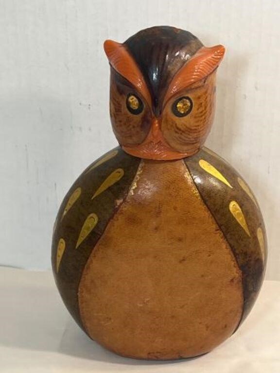 Italian Mid Century Modern Leather Owl Liquor