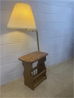 Oak Magazine Rack/ Floor Lamp