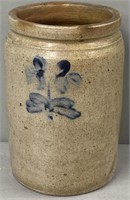 Antique Stoneware Crock Blue Decorated