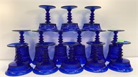14 cobalt blue stemware, 6 6’’ amd 8 4’’