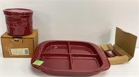 Longaberger dishes, 4sectional plate, spreaders,