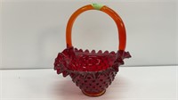 Amberina hobnail glass basket, possibly unmarked