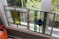 PAIR OF ANTIQUE LEADED GLASS WINDOWS