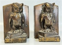 AWESOME PAIR OF 1940'S CAST OWL BOOK ENDS