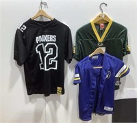 3 Kids Jerseys  2 Packers and 1 Brewers Sizes in