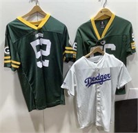 3 Kids Jerseys -2 Packers and 1 Dodgers Sizes in