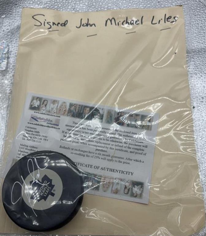 John Michael Liles Maple leaf Autographed puck