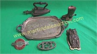 Vintage Assortment Of Metal Decor - Tray, Iron,